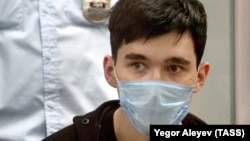 Ilnaz Galyaviyev attends a court hearing in Kazan on May 12.
