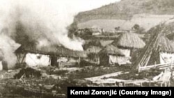 Spaljene kuće u selu Bihor od četničkih jedinica Pavla Đurišića, 6 januar 1943.