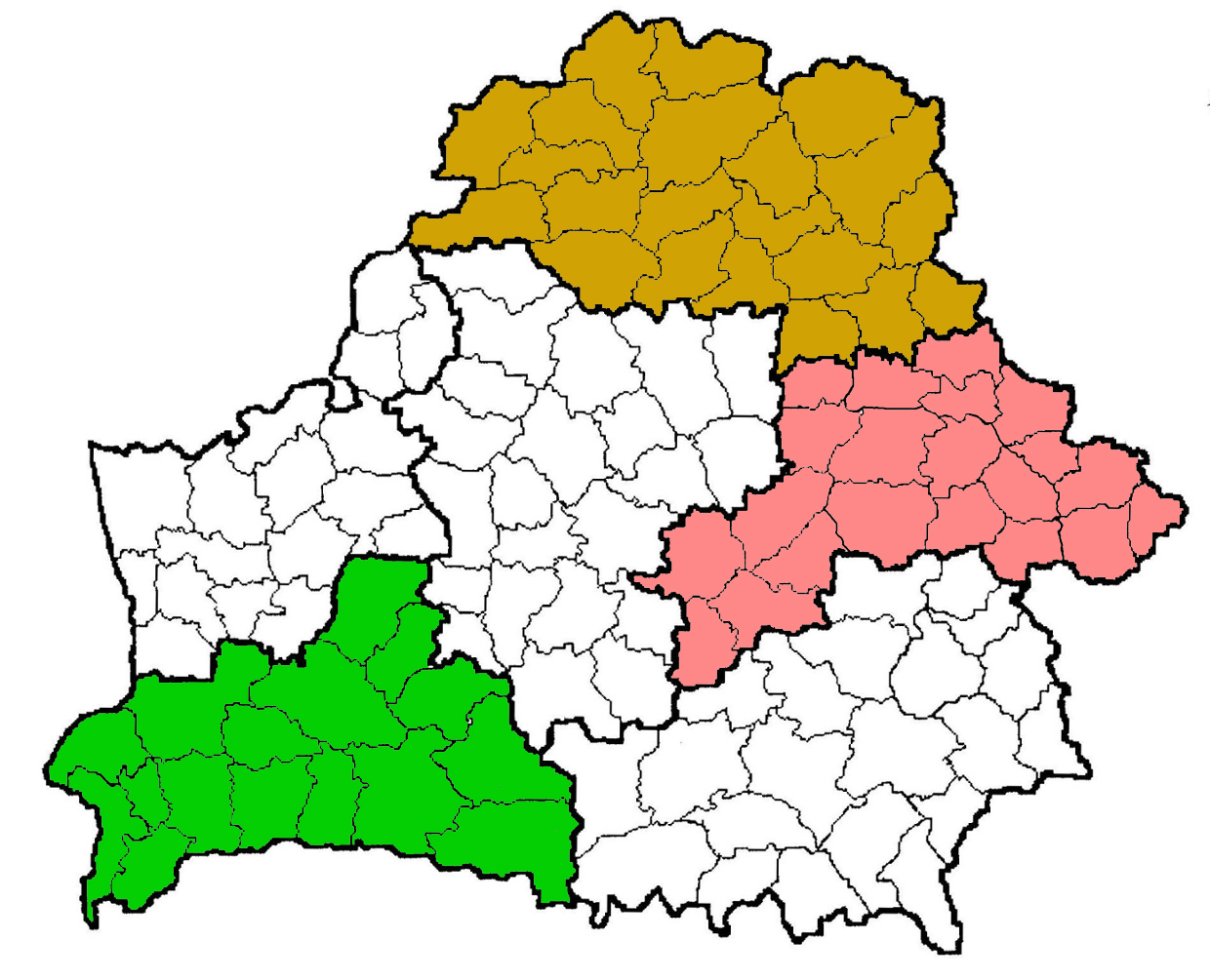 У якой вобласьці найменш раёнаў?
