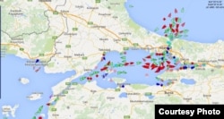 Ситуація в чорноморських протоках станом на 17-у годину 3 грудня. Скріншот Marine traffic