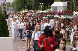 Білоруські протестувальники в Гомелі. 12 серпня 2020 року