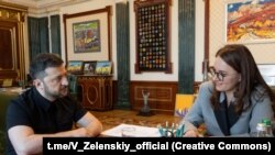 Голова уряду України Юлія Свириденко з президентом Володимиром Зеленським, липень 2025 року