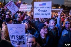 Антиурядовий протест під гаслом «Словаччина – це Європа, досить Росії», 24 січня 2025 року, Братислава, Словаччина