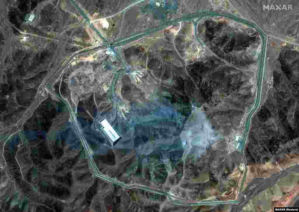 A satellite view of the Fordow underground complex before and after the US struck the nuclear facility near Qom on June 22.
