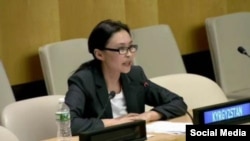 Кыргызстандын БУУдагы туруктуу өкүлү Миргүл Молдоисаева.