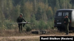 یک سرباز بلاروسی در رزمایش مشترک روسیه و بلاروس در ماه گذشته
