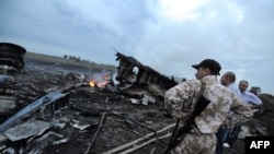The wreckage of the Malaysian airliner.