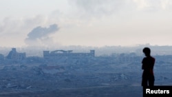 د غزې په ښار کې د اسراییلي ځواکونو د بمبارۍ یو تصویر