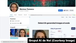Conturi false de Facebook, care promovează pe bani mesaje politice, neasumate de niciun competitor. Pozele de profil sunt create cu inteligența artificială.