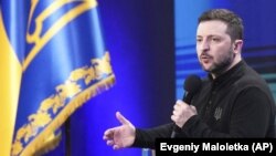 د اوکراين ولسمشر وولوديمير زېلینسکي د وينا په حال کې - انځور له ارشيفه 