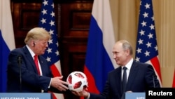 Трамп жана Путин Хельсинкидеги басма сөз жыйында. 16-июль, 2018-жыл.