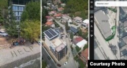 Колаж фотографии од Здружението за заштита на Лагадин кои бараат вицепремиерот Николоски „да спречи уништување на охридското крајбрежје“