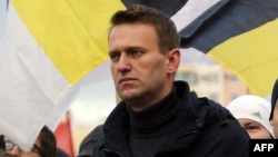 Aleksei Navalny takes part in the so-called Russian March, which marks National Unity Day, in Moscow on November 4, 2011.
