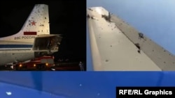 Left upper square: Russian Il-22 vertical stabilizer after an AD friendly fire in January 2024. Rest: AZAL flight Baku-Grozny damage