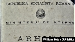 Coperta unui dosar din arhiva Securității comuniste