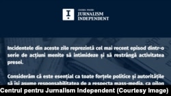 O parte din apelul Centrului pentru Jurnalism Journalism