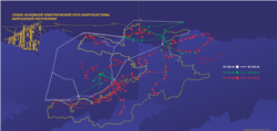Кыргызстандын негизги электр тамактарынын схемасы. Булагы: Коомчулукту энергосектор жөнүндө кабарлап туруу программасы.