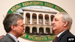 Abkhaz leader Sergei Bagapsh (right) talks with the EU's South Caucasus envoy, Peter Semneby, in Sukhumi, where Semneby has been a frequent visitor.