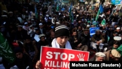 A protest to mark Kashmir Solidarity Day, in Lahore, on February 5. India and Pakistan have seen renewed tensions over Kashmir.