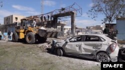 The scene of the suicide car bombing in Chabahar on December 6