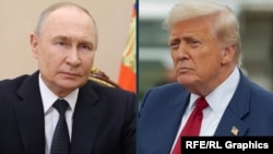 Президент РФ Владимир Путин (слева) и лидер США Дональд Трамп, комбинированное фото 