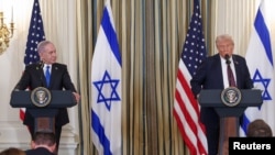 Իսրայելի վարչապետ Բենյամին Նեթանյահուն և ԱՄՆ նախագահ Դոնալդ Թրամփը համատեղ ասուլիսի ժամանակ, 29-ը սեպտեմբերի, 2025թ.