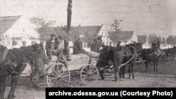 Примусовий збір зерна в селі Кандель, 1932-1933 роки