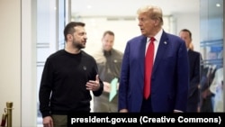 Volodimir Zelenski și Donald Trump în timpul unei întâlniri din 27 septembrie 2024, la New York, în Statele Unite.