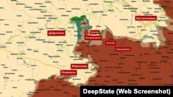 Secțiunea frontului Pokrovsk-Konsteantinivka-Dobropilia, pe 18 octombrie 2025.