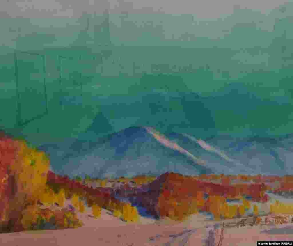 В. И.Суздальцевдин "Баш тоосу" аттуу эмгеги кагаз, акварель 2013-жыл.&nbsp;