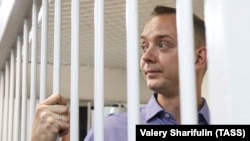 Ivan Safronov appears at a hearing at a court in Moscow on July 7.