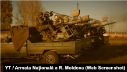 Captură de ecran de pe un video difuzat de Armata Națională a R. Moldova de la exerciții de tragere cu sisteme antiaeriene MR-2 Viktor.