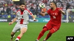 ზურიკო დავითაშვილი ბურთისთვის იბრძვის. თურქეთი-საქართველო (2:1) 18 ივნისი, 2024