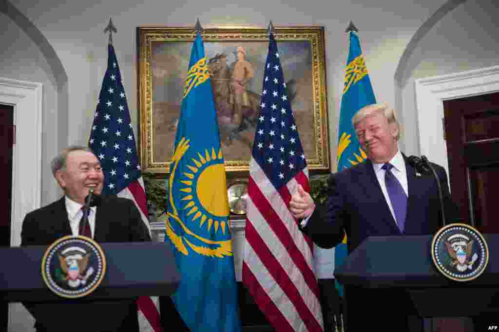 Трамп "Қазақстанда жасап жатқан істеріңіз үшін рахмет. Қазақстан-Орталық Азиядағы басты серіктесіміз" деді. Вашингтон, 16 қаңтар 2018 жыл.&nbsp;