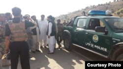 Pakistani and Afghan officials meet near the Ghulam Khan border crossing.