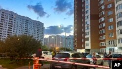 یکی از محلات در مسکو که طیاره بدون سرنشین اوکراینی درآنجا اصابت کرده است