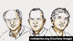 Ilustrație oficială cu câștigătorii Premiului Nobel pentru Fizică, ediția 2025. John Clarke, Michel H. Devoret, John M. Martinis