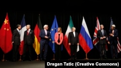 وزیران خارجه کشورهای طرف برجام در زمان امضای توافق در وین در تیرماه ۹۴