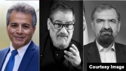 از سمت راست: محسن رضایی، علی شمخانی و مهرزاد بروجردی