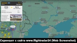 Політ літака дальнього радіолокаційного виявлення та управління Boeing E-3A Sentry над Румунією 28 серпня 2025 року. Скріншот із сайту www.flightradar24