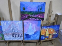 Картини, які намалювали ветерани АТО у рамках арт-терапії. Ілюстрація до матеріалу