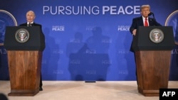 Путин и Трамп на пресс-конференции после завершения переговоров