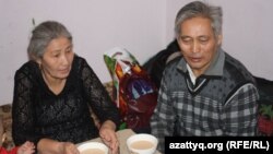 Muratkhan Aidarkhanuly and his wife, Zaghi, pictured in December 2019, where they now live in the village of Qosshy near the Kazakh capital Nur-Sultan.