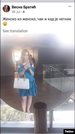 Objava Vesne Bratić na Tviteru