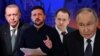 Түркиянын президенти Эрдоган, Украинанын лидери Зеленский, Орусиянын президенти Путин жана анын жардамчысы Мединский (коллаж сүрөт)