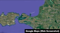 Темрюцька затока Азовського моря. Скріншот супутникової карти Google