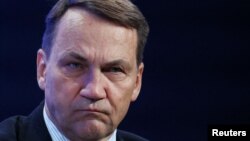 Ministrul polonez de Externe, Radoslaw Sikorski, parte dintr-un panel la Forumul Economic Mondial de la Davos, ediția „Ucraina. Drumul de acum încolo”, din 23 ianuarie 2025.