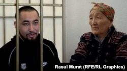Азамат Ишенбеков жана аны багып чоңойткон чоң энеси Гүлира Абдраимакунова. 