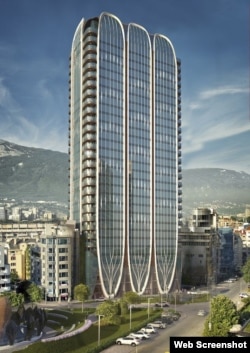 An artist's rendition of what Sofia's Golden Century tower is meant to look like if construction is completed.