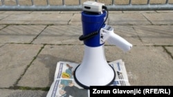 Detalj sa jednog od protesta novinara u Beogradu, mart 2021. godine